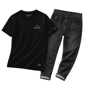 Essential T-Shirt & Black Denim Jeans Set