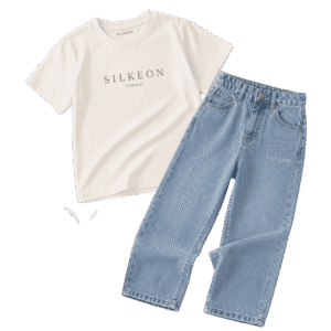 Essential T-Shirt & Straight-Leg Denim Jeans Set