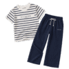 Striped T-Shirt & Wide-Leg Pants Set