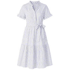 Striped Tie-Waist Midi Dress