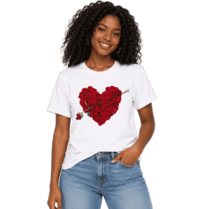 Floral Heart Graphic T-Shirt for Women