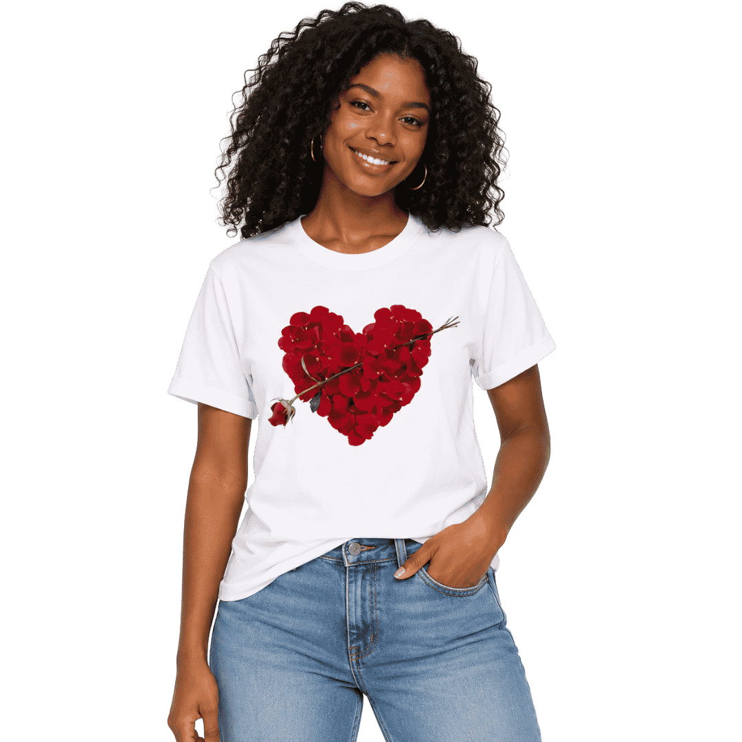 Floral Heart Graphic T-Shirt for Women