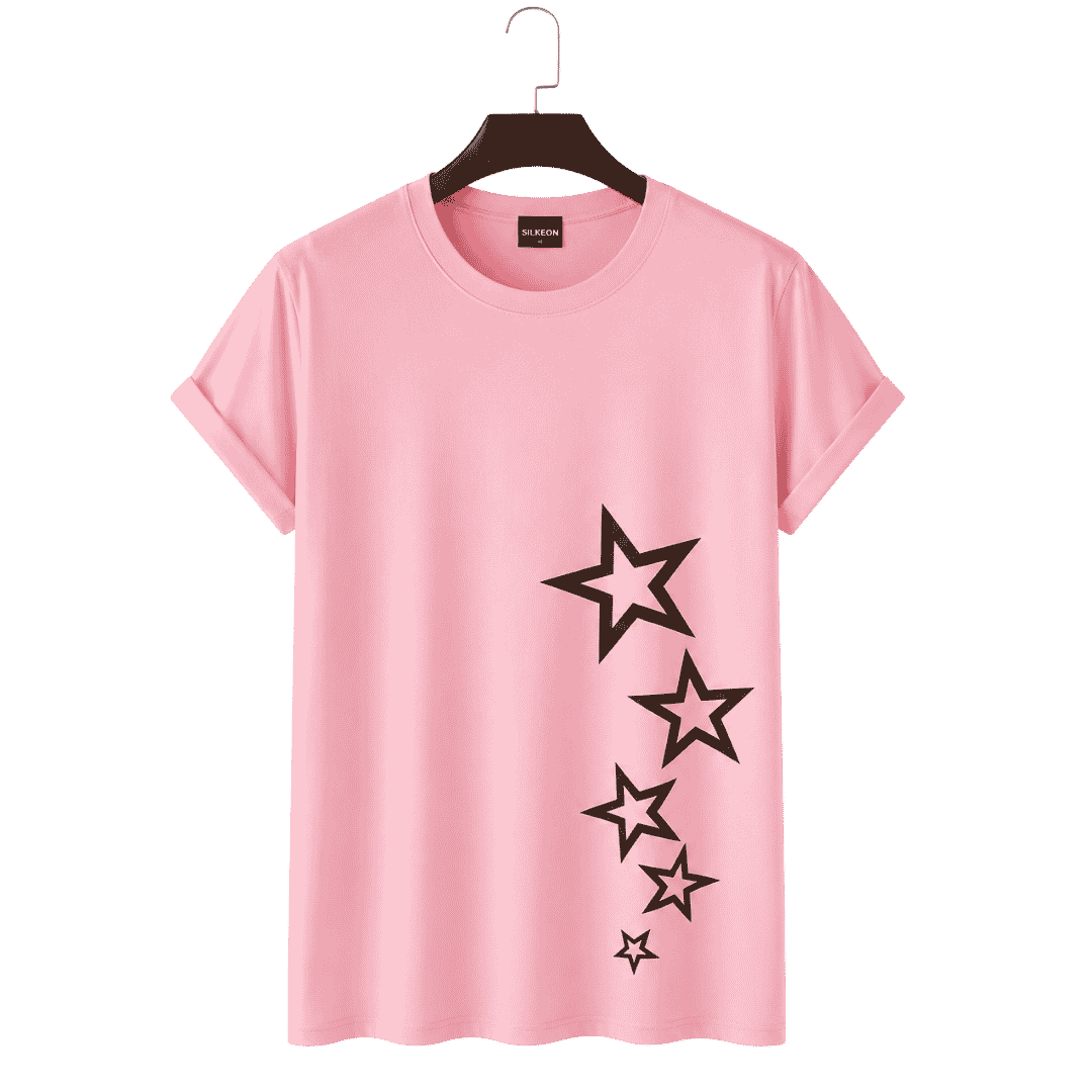 Premium Pink Star Graphic T-Shirt for Women