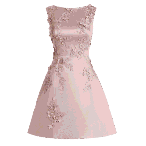 Luxury Satin Floral Embroidered Cocktail Dress
