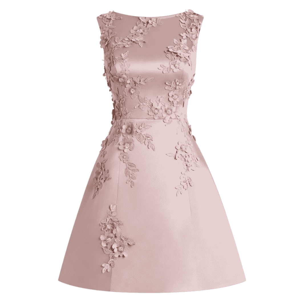 Luxury Satin Floral Embroidered Cocktail Dress