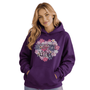 Premium Purple Love Mom Graphic Pullover Hoodie