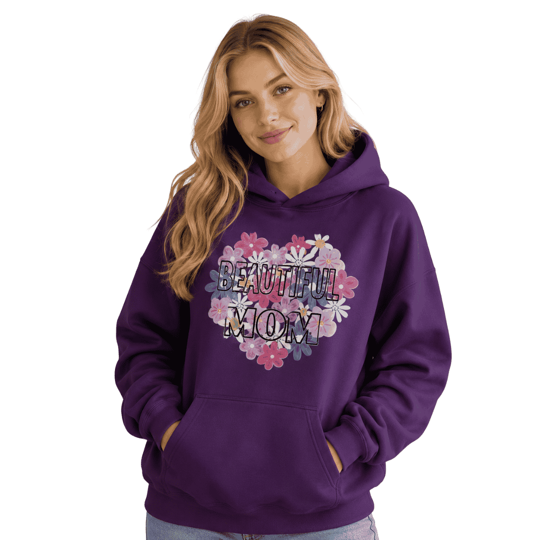 Premium Purple Love Mom Graphic Pullover Hoodie