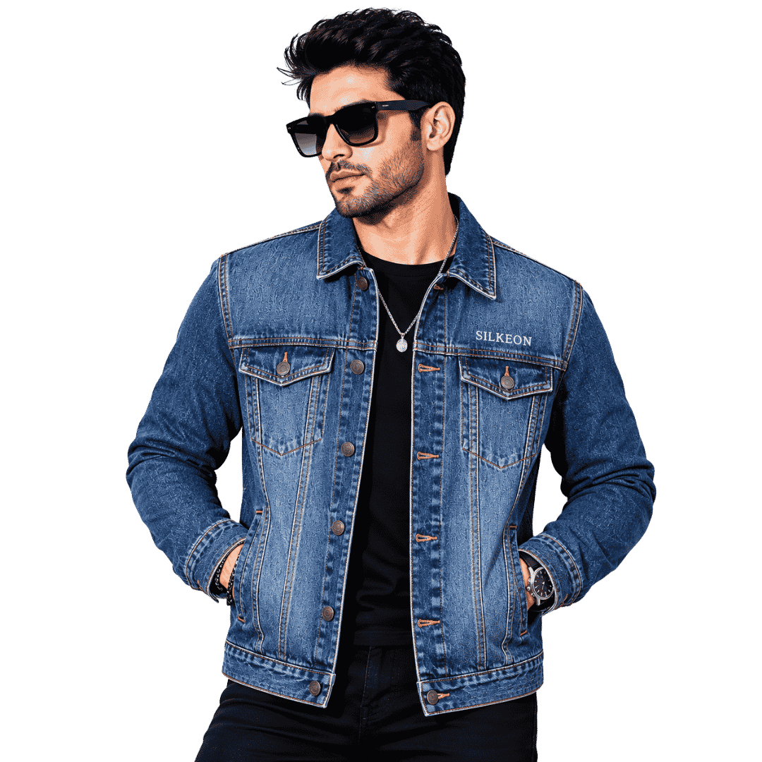 Premium Medium Blue Denim Jacket