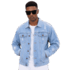 Premium Light Blue Distressed Denim Jacket