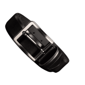 Premium Black Leather Belt with Silver Buckle