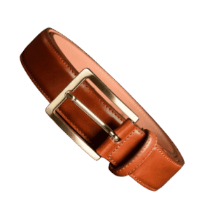 Premium Tan Brown Leather Belt with Gold Buckle