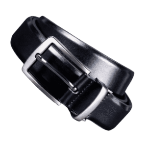 Premium Black Leather Belt with Silver Buckle