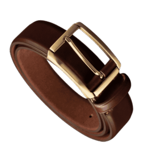Premium Brown Leather Belt with Gold Buckle