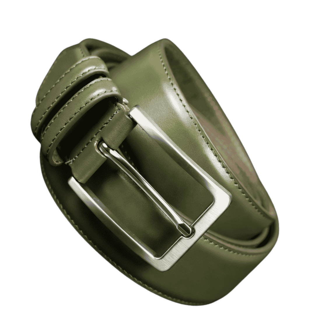 Premium Olive Green Leather Belt