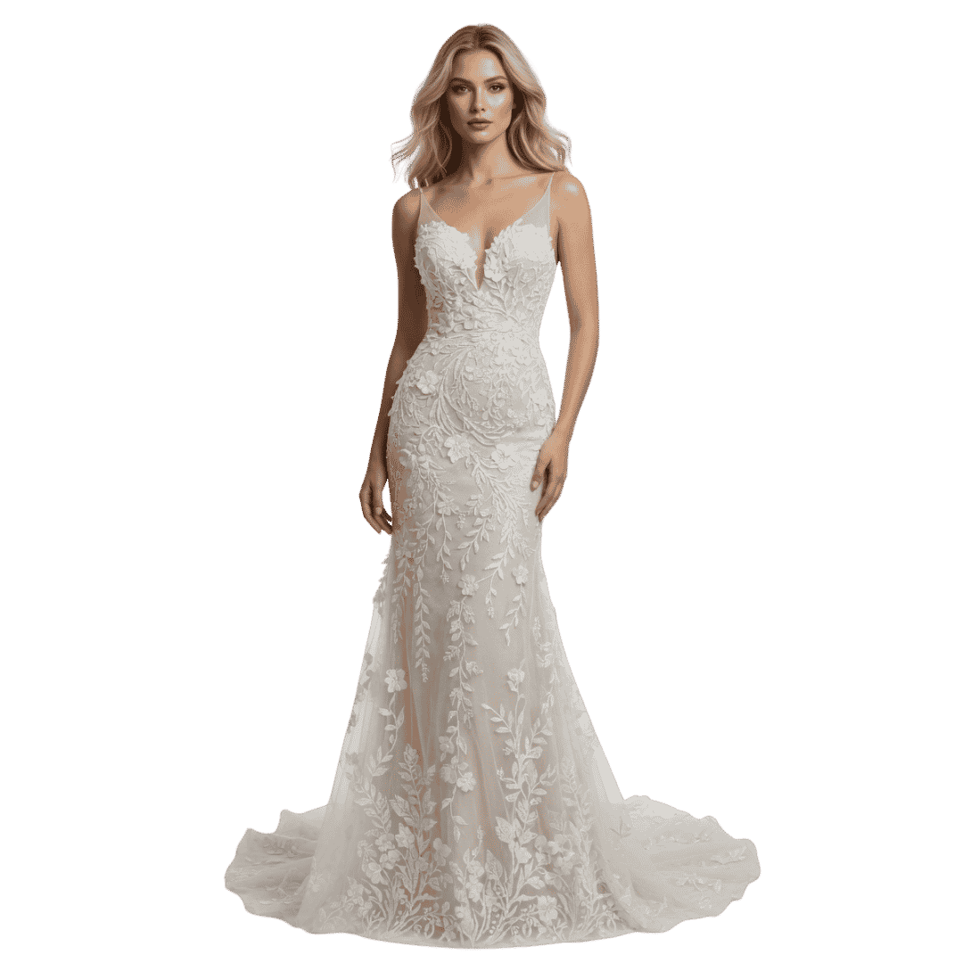 Premium Floral Lace Mermaid Wedding Gown for Women