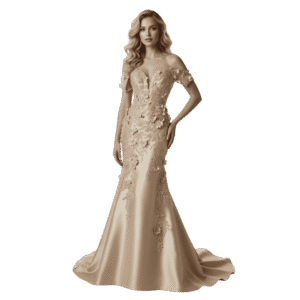 Premium Off-Shoulder Floral Embroidered Mermaid Gown for Women