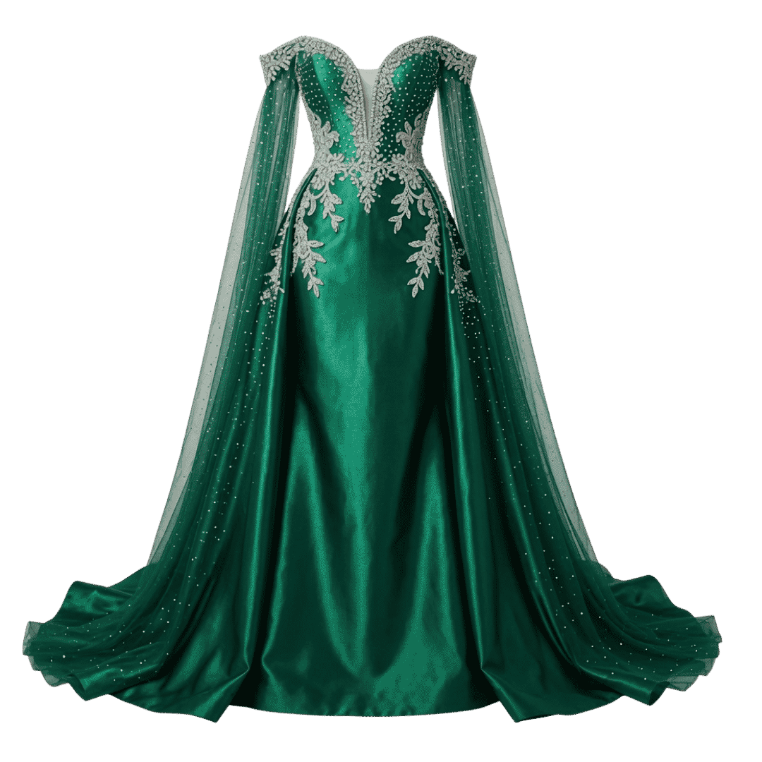 Premium Red Formal Shirt for Women (32) Emerald Enchanté Cape Gown