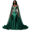 Emerald Enchanté Cape Gown