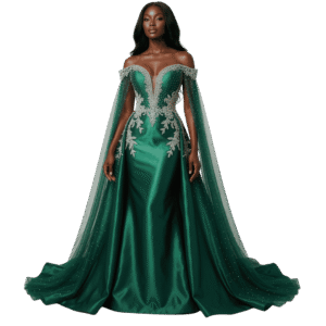 Emerald Enchanté Cape Gown