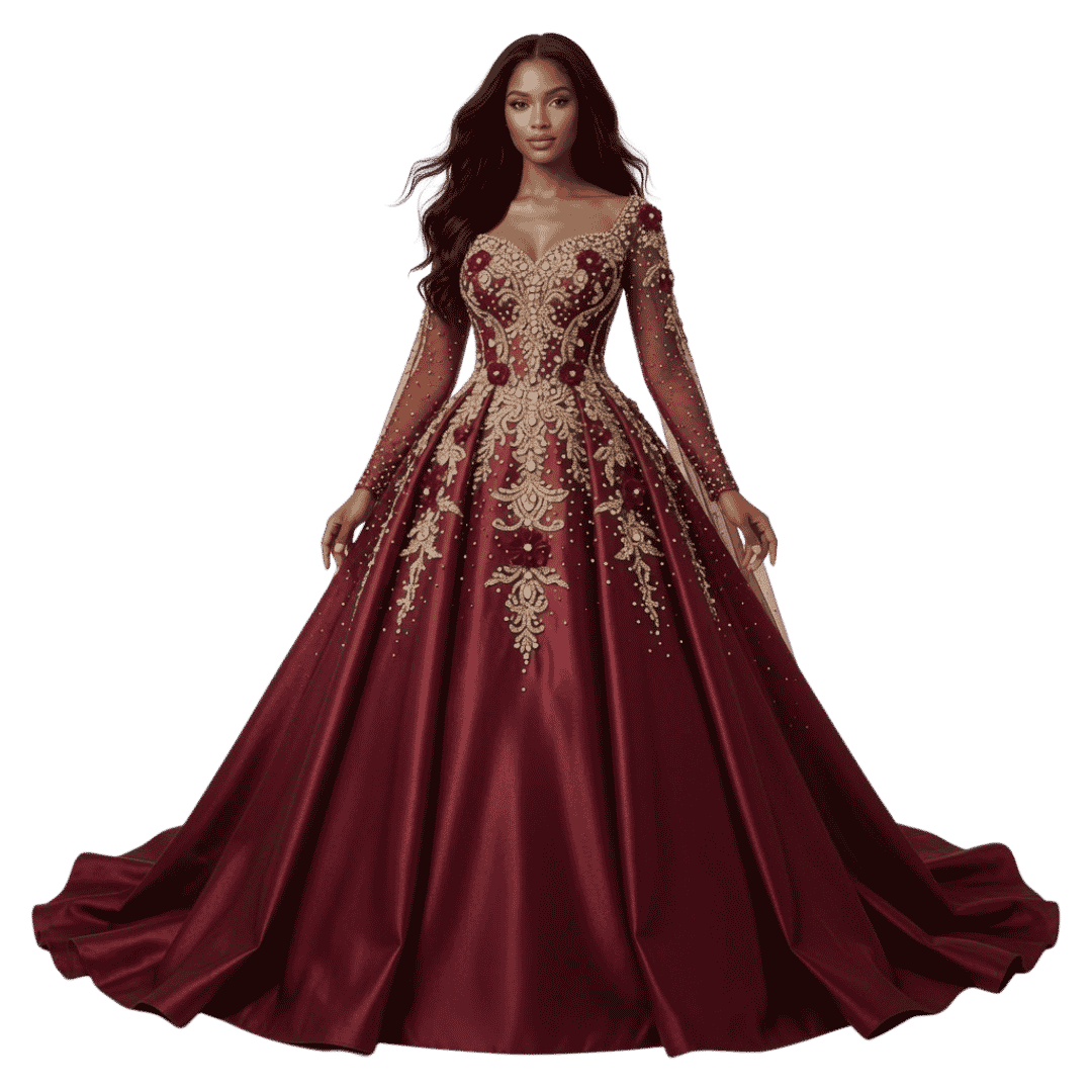 Crimson Royale Embellished Ball Gown