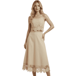 Premium Ivory Lace Two-Piece Skirt Set