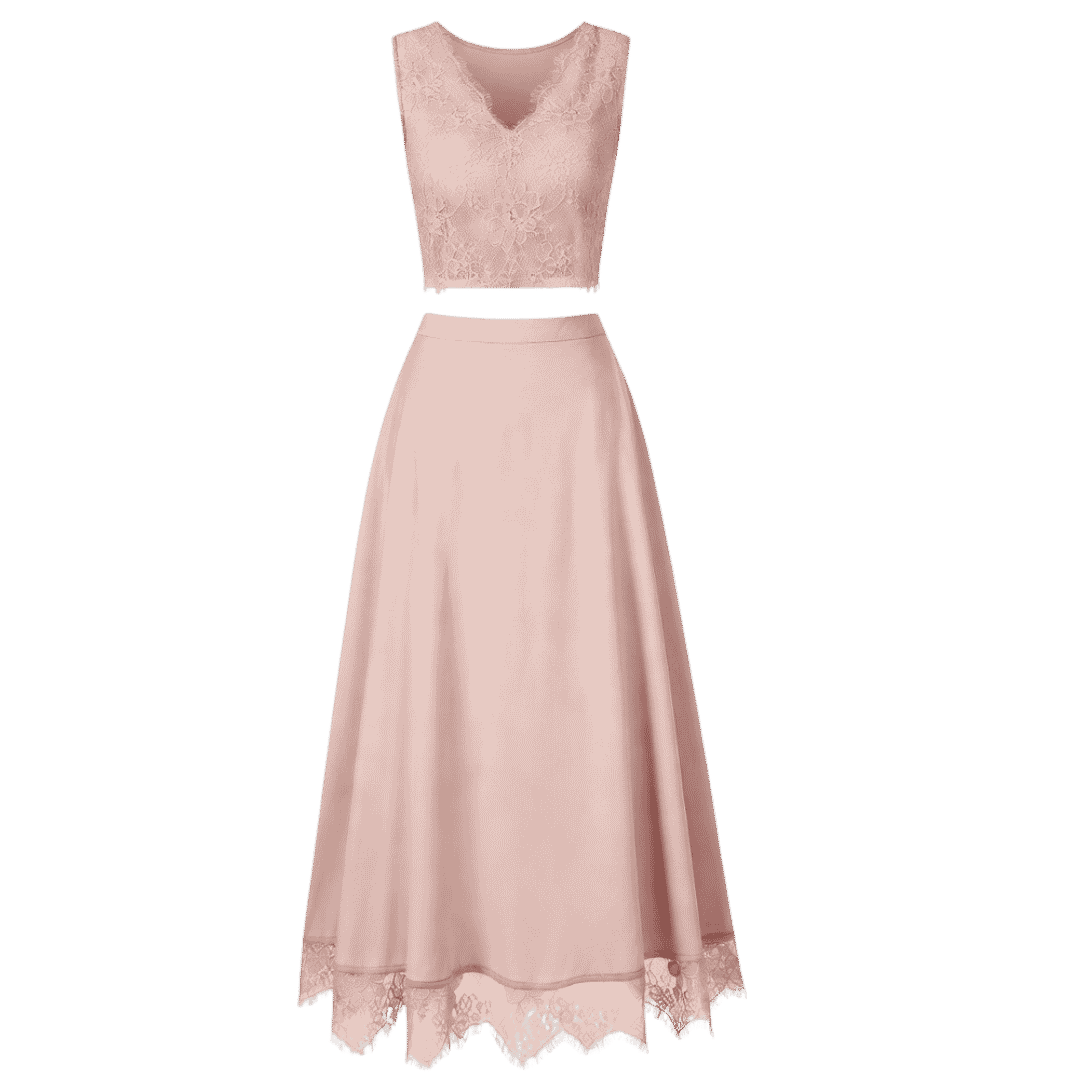 Premium Red Formal Shirt for Women (38) Premium Blush Pink Lace Two-Piece Skirt Set