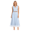Premium Sky Blue Embroidered Two-Piece Skirt Set