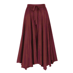 Premium Burgundy Flowy Midi Skirt