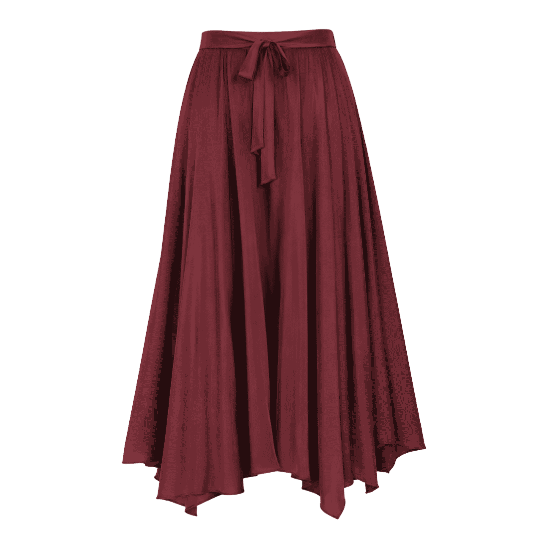 Premium Burgundy Flowy Midi Skirt