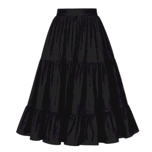 Premium Black Tiered Midi Skirt