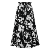 Premium Black & White Floral Printed Midi Skirt