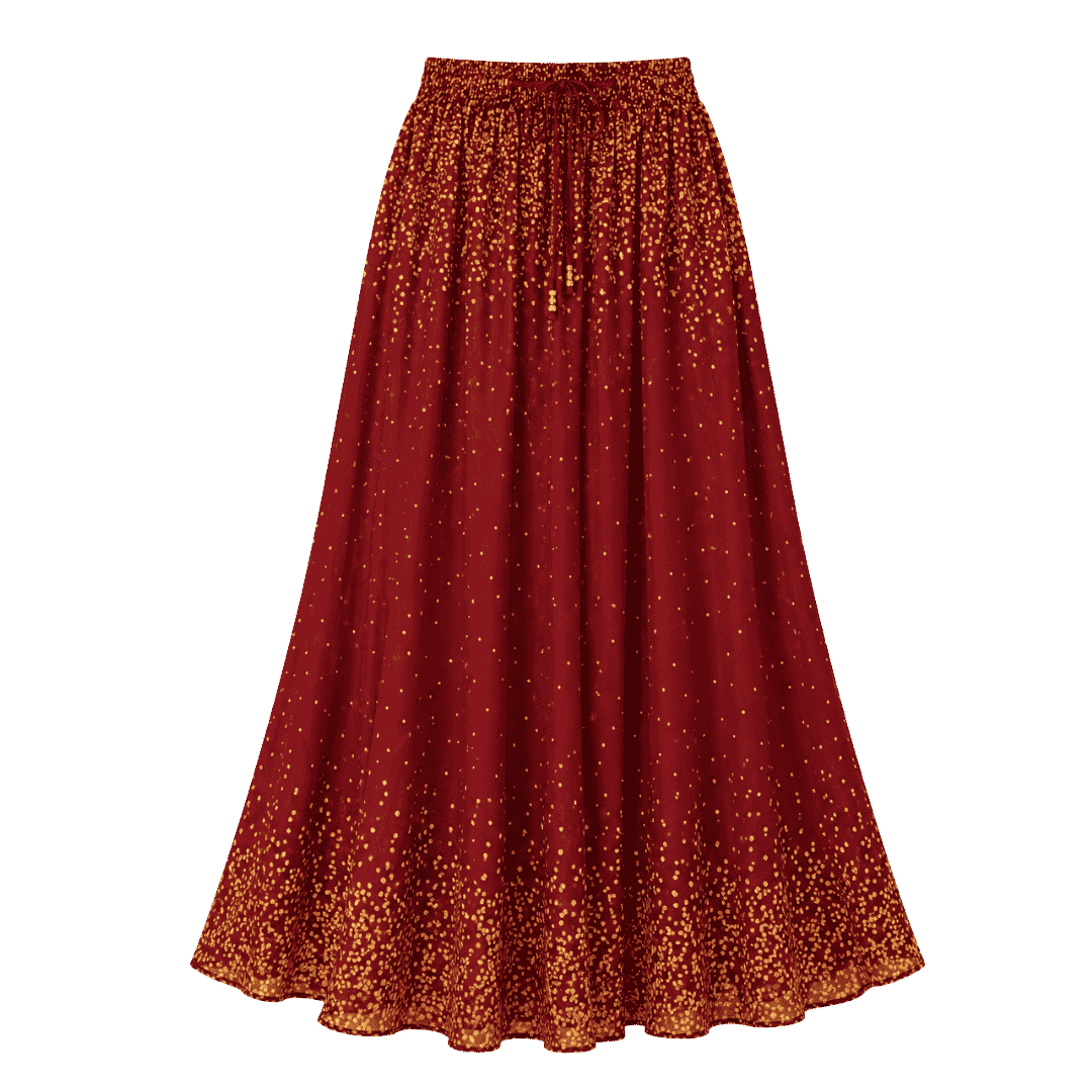 Deep Maroon with Gold Speckled Print