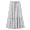Premium White Black Speckled Tiered Midi Skirt