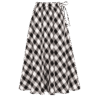 Premium Black & White Checkered Flowy Midi Skirt