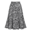 Premium Black & White Zebra Print Tiered Midi Skirt