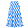 Premium Blue & White Checkered Flowy Midi Skirt
