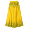 Premium Sunshine Yellow Green Botanical Printed Midi Skirt