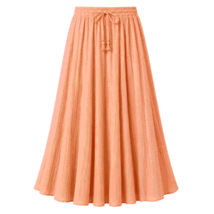 Premium Peach Flowy Midi Skirt