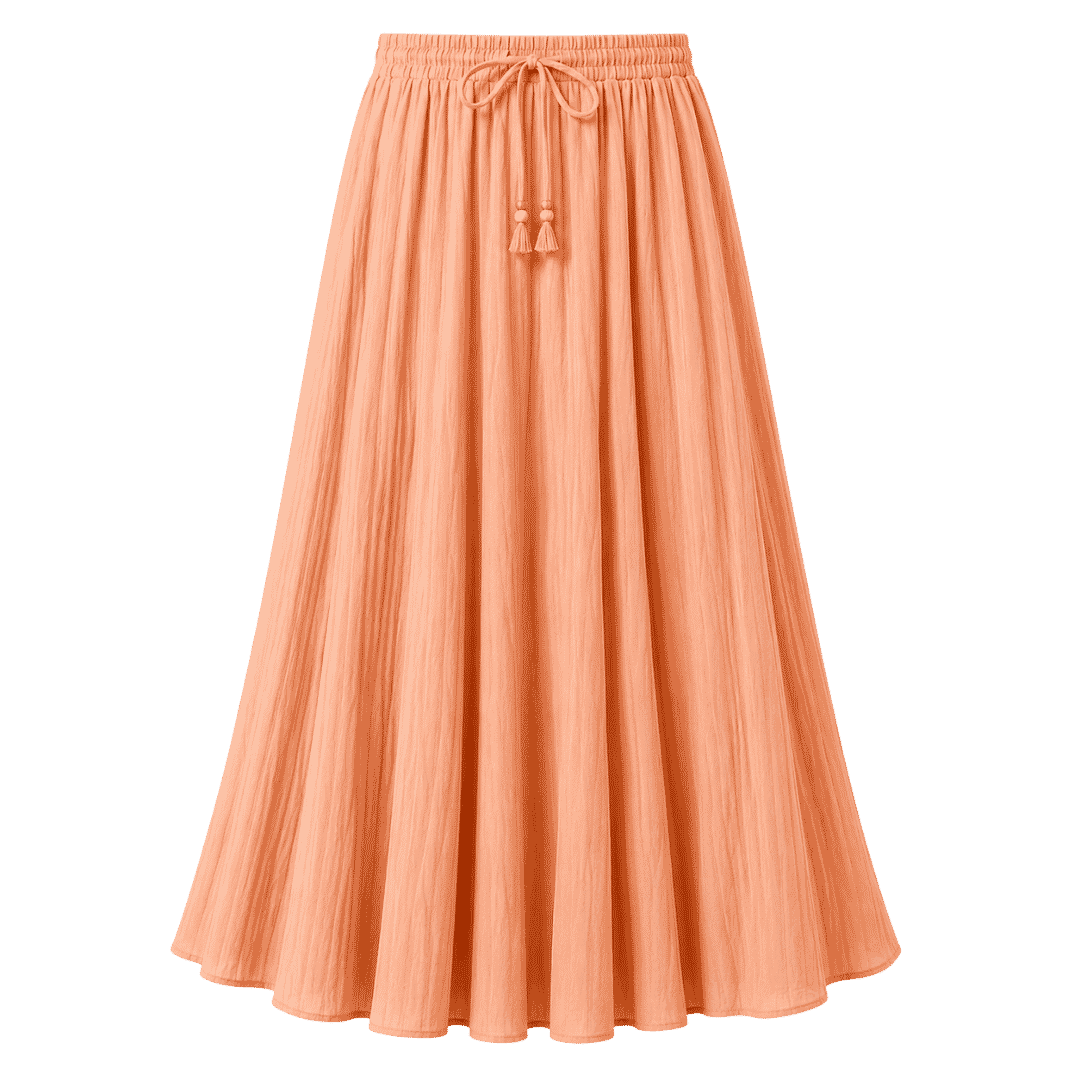 Premium Peach Flowy Midi Skirt
