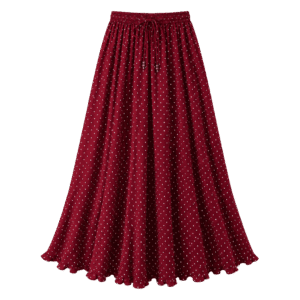 Premium Maroon Polka Dot Flowy Midi Skirt