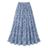 Premium Blue Floral Printed Flowy Midi Skirt