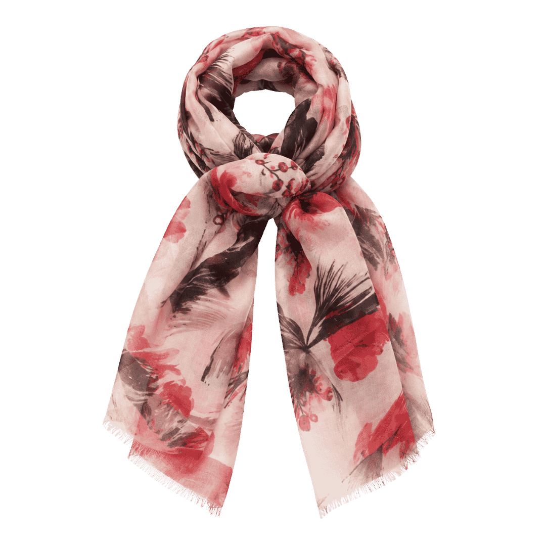 Soft Pink with Red & Black Floral Print