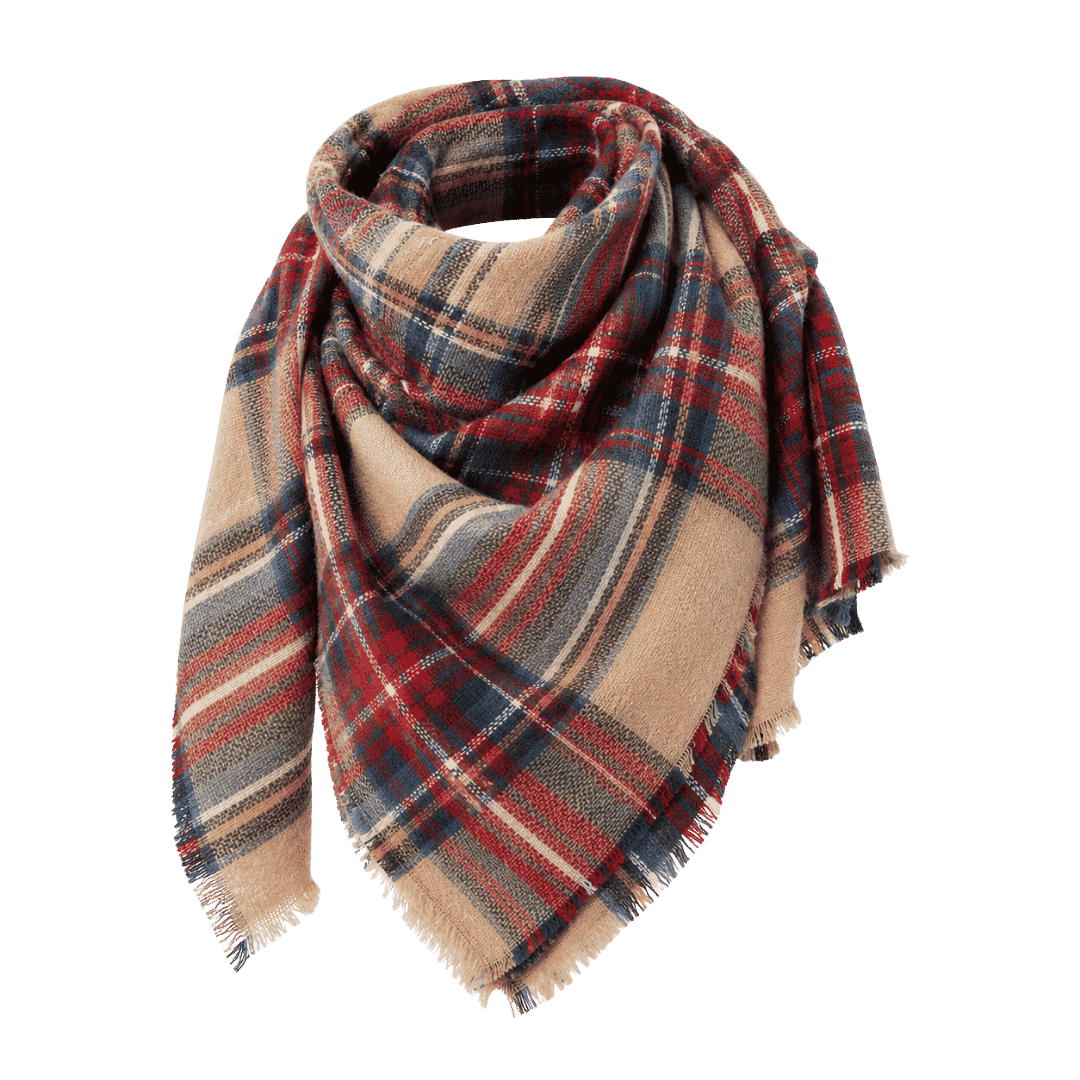 Premium Beige Red & Navy Checkered Scarf