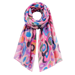 Premium Pink Multicolor Abstract Printed Scarf