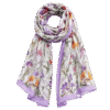 Premium White Lavender Floral Printed Scarf