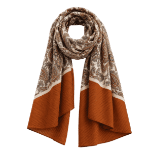 Premium Rust Orange Paisley Printed Scarf