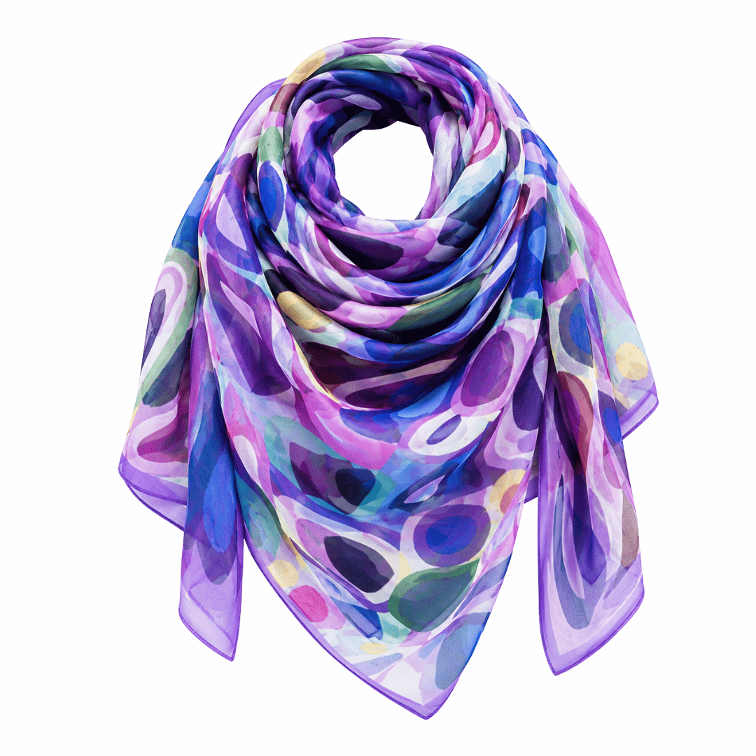 Premium Purple Multicolor Abstract Printed Scarf