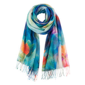 Blue, Aqua, Orange & Multicolor Floral Print