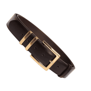Premium Dark Brown Faux Leather Belt with Gold Buckle