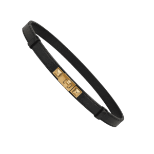 Premium Black Slim Faux Leather Belt with Gold Stud Detail